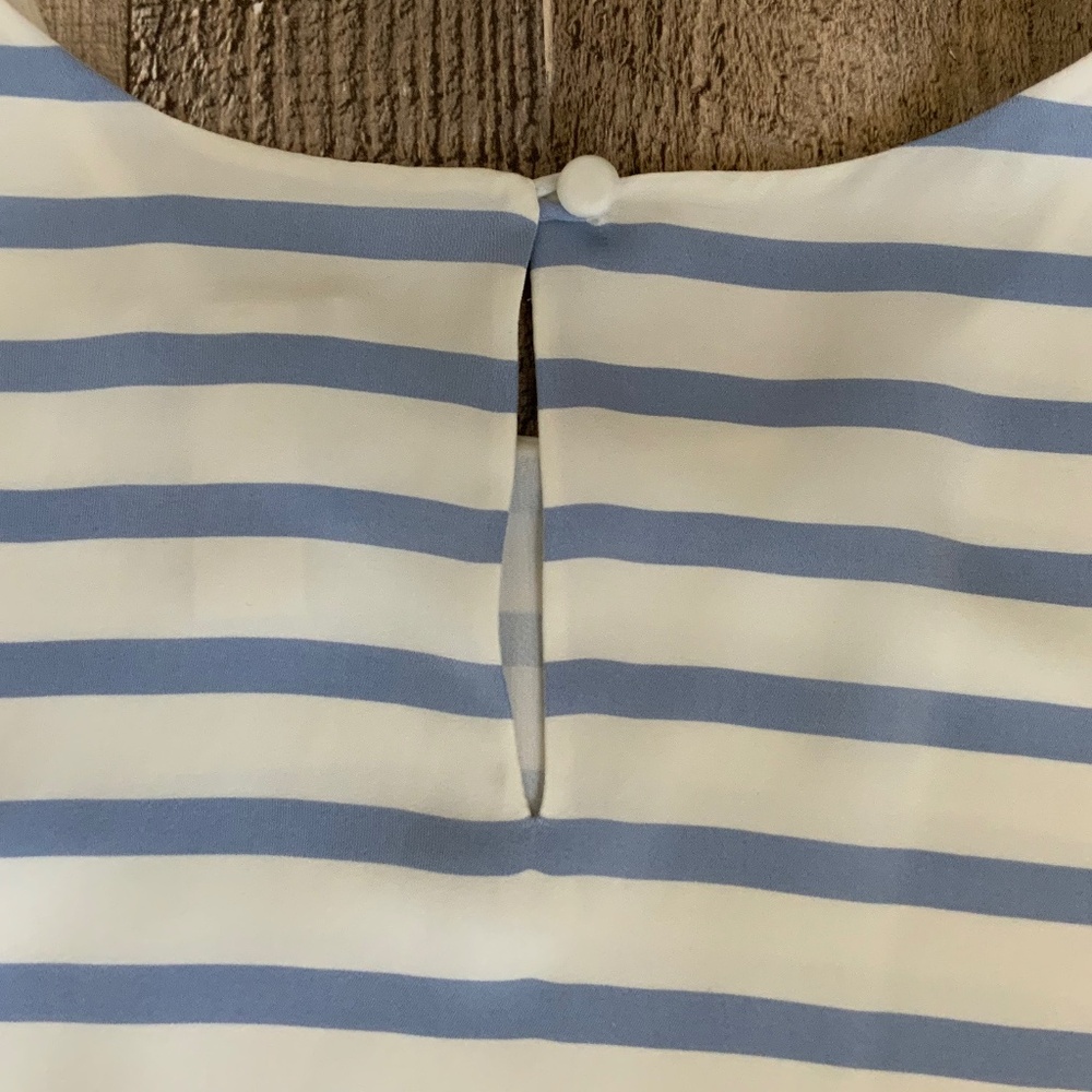 J Crew NWOT Light Blue White Striped Silk Sleeveless Lined Shell Top SZ 8 - Picture 6 of 11